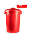 Tradineur - Cubo de basura con asas metálicas y tapa, plástico resistente, contenedor de residuos, papelera, reciclaje, industri