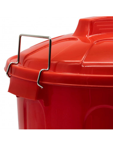Tradineur - Cubo de basura con asas metálicas y tapa, plástico resistente, contenedor de residuos, papelera, reciclaje, industri
