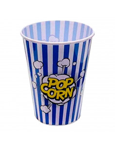 Tradineur - Cubo de palomitas de plástico a rayas, recipiente reutilizable para cine en casa, fiestas, celebraciones. (Color Sur