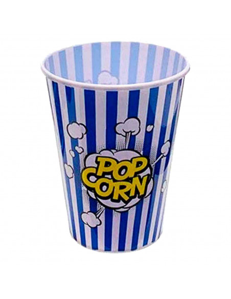 Tradineur - Cubo de palomitas de plástico a rayas, recipiente reutilizable para cine en casa, fiestas, celebraciones. (Color Sur
