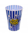 Tradineur - Cubo de palomitas de plástico a rayas, recipiente reutilizable para cine en casa, fiestas, celebraciones. (Color Sur