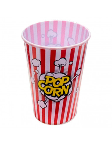 Tradineur - Cubo de palomitas de plástico a rayas, recipiente reutilizable para cine en casa, fiestas, celebraciones. (Color Sur
