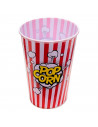 Tradineur - Cubo de palomitas de plástico a rayas, recipiente reutilizable para cine en casa, fiestas, celebraciones. (Color Sur