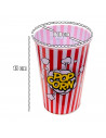 Tradineur - Cubo de palomitas de plástico a rayas, recipiente reutilizable para cine en casa, fiestas, celebraciones. (Color Sur