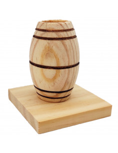 Tradineur - Palillero sencillo de madera natural sin tratar, soporte para palillos ovalado, diseño tradicional, 7 x 6,2 x 6 cm