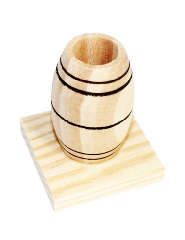 Tradineur - Palillero sencillo de madera natural sin tratar, soporte para palillos ovalado, diseño tradicional, 7 x 6,2 x 6 cm