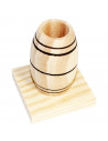 Tradineur - Palillero sencillo de madera natural sin tratar, soporte para palillos ovalado, diseño tradicional, 7 x 6,2 x 6 cm