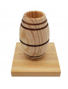 Tradineur - Palillero sencillo de madera natural sin tratar, soporte para palillos ovalado, diseño tradicional, 7 x 6,2 x 6 cm