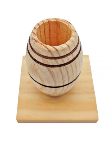 Tradineur - Palillero sencillo de madera natural sin tratar, soporte para palillos ovalado, diseño tradicional, 7 x 6,2 x 6 cm