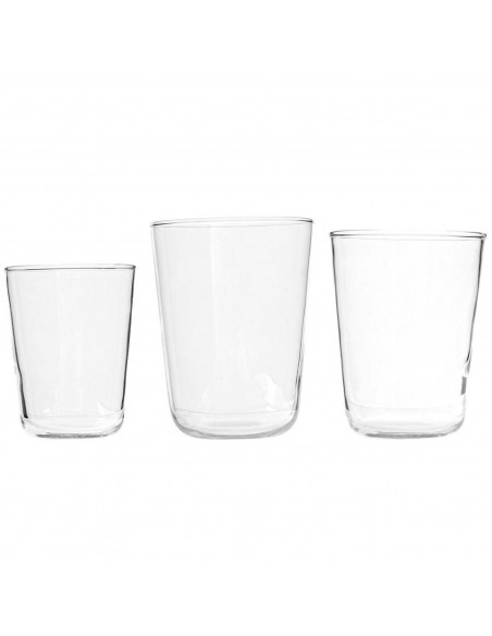 Tradineur - Set de 18 vasos de cristal "Otto", 3 tamaños: 6 x 12 cl, 6 x 20 cl y 6 x 25 cl, aptos para lavavajillas, agua, bebid
