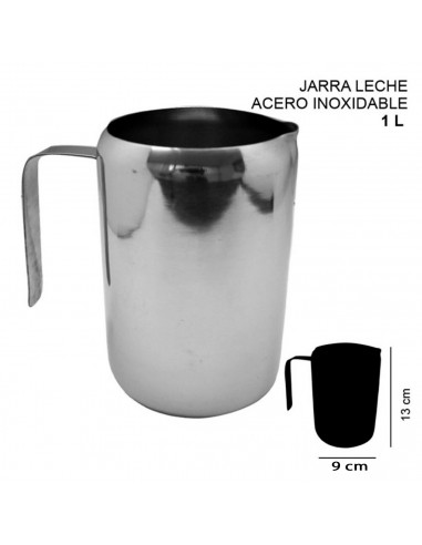 Tradineur - Jarra para leche de acero inoxidable, jarrita para espuma de café con asa y pico vertedor, cafeterías, bares, hogar
