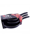 Tradineur - Set de 3 sartenes de aluminio antiadherente "Fusion Black", mango ergonómico soft touch, para todas las cocinas, Ø 1