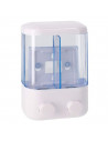 Tradineur - Dispensador de jabón líquido con 2 compartimentos de 380 ml, plástico, dispensador de gel y champú con botón, montaj