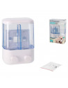 Tradineur - Dispensador de jabón líquido con 2 compartimentos de 380 ml, plástico, dispensador de gel y champú con botón, montaj