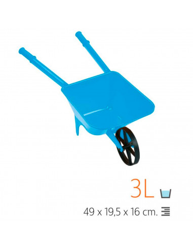 Tradineur - Carretilla de playa de plástico, juguete infantil para jugar en la arena, parque, jardín, regalo para niños, 49 x 19