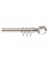 Barra de cortina extensible de 80 a 150 cm, acero inoxidable cromado, diámetro 25/28 cm, 8 aros, barra sencilla decorativa con s