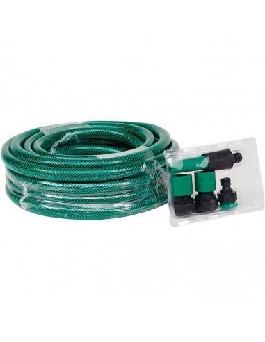 Tradineur - Manguera de riego flexible con accesorios, 3 capas, regar jardín, huerto, coche, labores agrícolas, 20 bar, Ø12 mm,