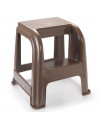 Plastic Forte - Taburete plástico marrón con peldaño 45,5 x 44,2 x 42 cm, banqueta con escalón, silla, asiento, escalera de dos