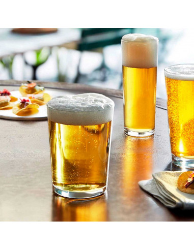 Tradineur - Set de 12 vasos de sidra de cristal, aptos para lavavajillas, cerveza, agua, bebidas, refrescos, 12 x 9 cm, 50 cl