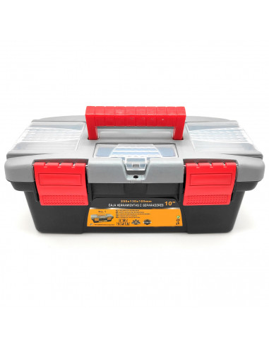 Tradineur - Caja de herramientas de plástico Nº1 con bandeja extraíble y 3 compartimentos en la tapa, asa y enganche para candad