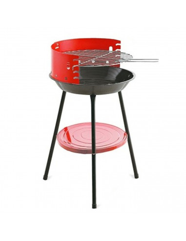 Tradineur - Barbacoa redonda de acero con patas desmontables, parrilla con grill regulable por niveles, carbón, leña, jardín, ca