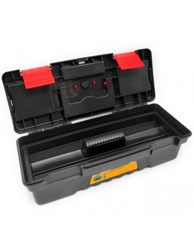 Tradineur - Caja de herramientas de plástico Nº5 con bandeja extraíble, 3 compartimentos en la tapa y asa, 280 x 117 x 82  mm