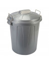 Tradineur - Cubo de basura con tapa y asas metálicas, contenedor de residuos de plástico, papelera, reciclaje, industrial, fabri