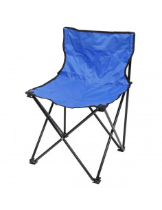 Tradineur - Silla de camping plegable sin reposabrazos, metal y lona, incluye bolsa, máximo 110 kg, acampada, pescar, jardín (Az