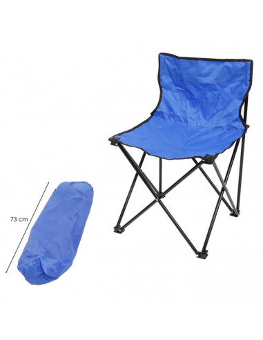 Tradineur - Silla de camping plegable sin reposabrazos, metal y lona, incluye bolsa, máximo 110 kg, acampada, pescar, jardín (Az