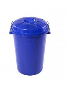 Tradineur - Cubo de basura con tapa y asas metálicas, contenedor de residuos de plástico, papelera, reciclaje, industrial, fabri