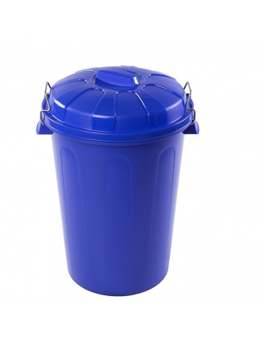 Tradineur - Cubo de basura con tapa y asas metálicas, contenedor de residuos de plástico, papelera, reciclaje, industrial, fabri