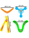Tradineur - Set de 4 boomerang para principiantes, bumeranes de plástico multicolor, actividades deportivas infantiles y en fami
