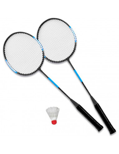 Tradineur - Set de 2 raquetas de bádminton para niños, incluye 1 volante y funda con correa, vacaciones, jardín, playa, 66 x 20