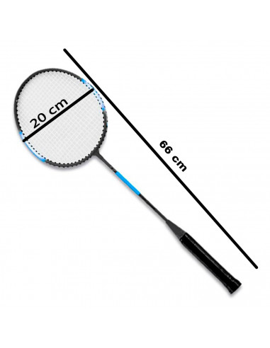Tradineur - Set de 2 raquetas de bádminton para niños, incluye 1 volante y funda con correa, vacaciones, jardín, playa, 66 x 20