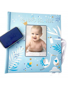Tradineur - Mi libro del bebé con almohadilla de huellas, tapa dura, álbum de recuerdos, incluye espacios para fotos y datos (Ni