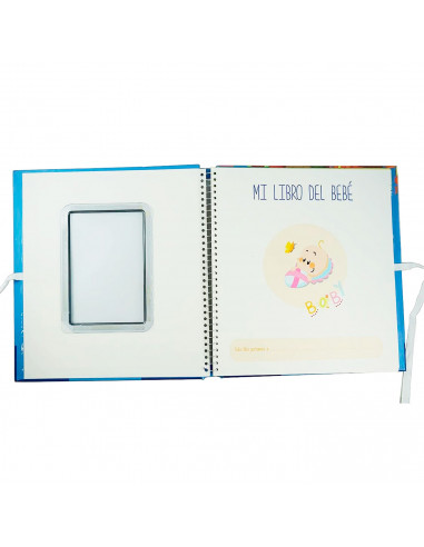 Tradineur - Mi libro del bebé con almohadilla de huellas, tapa dura, álbum de recuerdos, incluye espacios para fotos y datos (Ni