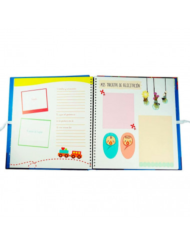 Tradineur - Mi libro del bebé con almohadilla de huellas, tapa dura, álbum de recuerdos, incluye espacios para fotos y datos (Ni