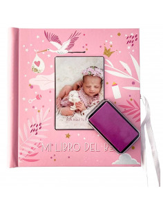 Tradineur - Mi libro del bebé con almohadilla para huellas, tapa dura, álbum de recuerdos, incluye espacios para fotos y datos (