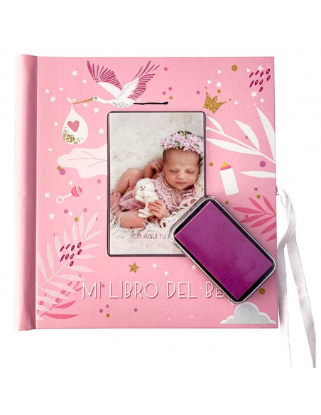 Tradineur - Mi libro del bebé con almohadilla para huellas, tapa dura, álbum de recuerdos, incluye espacios para fotos y datos (