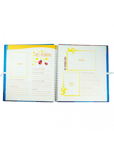 Tradineur - Mi libro del bebé con almohadilla para huellas, tapa dura, álbum de recuerdos, incluye espacios para fotos y datos (