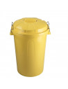 Tradineur - Cubo de basura con tapa y asas metálicas, contenedor de residuos de plástico, papelera, reciclaje, industrial, fabri