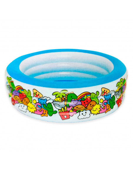 Tradineur - Piscina hinchable infantil con 3 anillos multicolor - Incluye parche de reparación, inflables de verano (400  litros