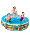 Tradineur - Piscina hinchable infantil con 3 anillos multicolor - Incluye parche de reparación, inflables de verano (400  litros