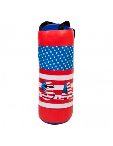 Tradineur - Saco de boxeo - Fabricado en PVC resistente - Incluye guantes, diseño de bandera de los Estados Unidos. -  Juguetes