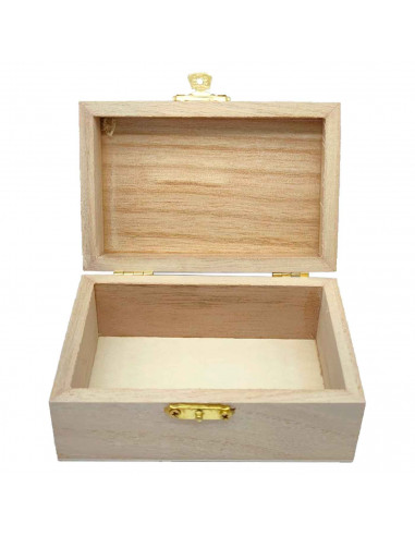 Tradineur - Pequeña caja de madera con tapa - Caja de almacenamiento decorativa - Caja de madera natural, caja de recuerdos, caj