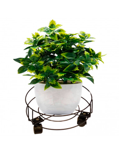 Tradineur - Soporte metálico para macetas con ruedas, carrito, plataforma, bandeja para plantas, mover objetos, interior (Negro,