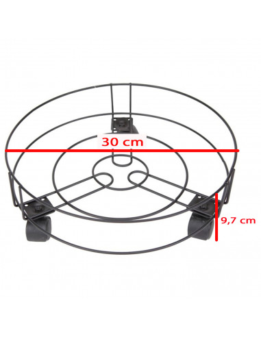 Tradineur - Soporte metálico para macetas con ruedas, carrito, plataforma, bandeja para plantas, mover objetos, interior (Negro,