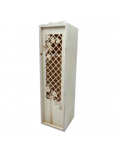 Tradineur - Caja de madera para botellas - Caja de almacenamiento decorativa - Madera 100% natural, fabricación artesanal. - 35