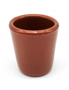 Tradineur - Vaso de chupito de barro, diseño tradicional, artesanal, servir licores, celebraciones, fiestas (Marrón, 5,2 x 4,8 c