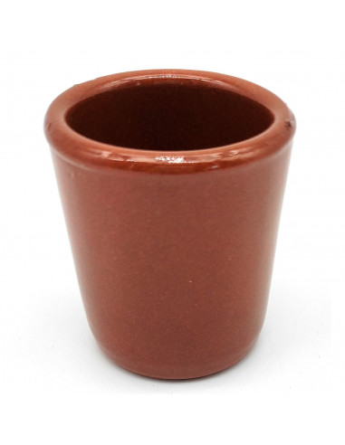 Tradineur - Vaso de chupito de barro, diseño tradicional, artesanal, servir licores, celebraciones, fiestas (Marrón, 5,2 x 4,8 c